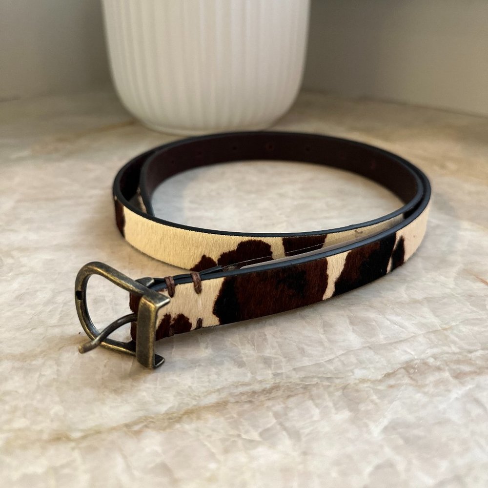 Frye Women's Calf Hair Belt with antique brass buckle NEVER WORN!